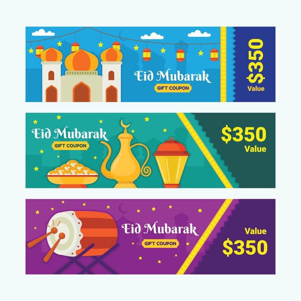 set di buoni festival eid mubarak vettore