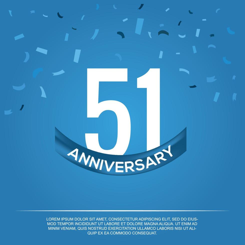51st anniversario celebrazione vettore design con bianca colore numeri e bianca colore font su blu colore sfondo astratto