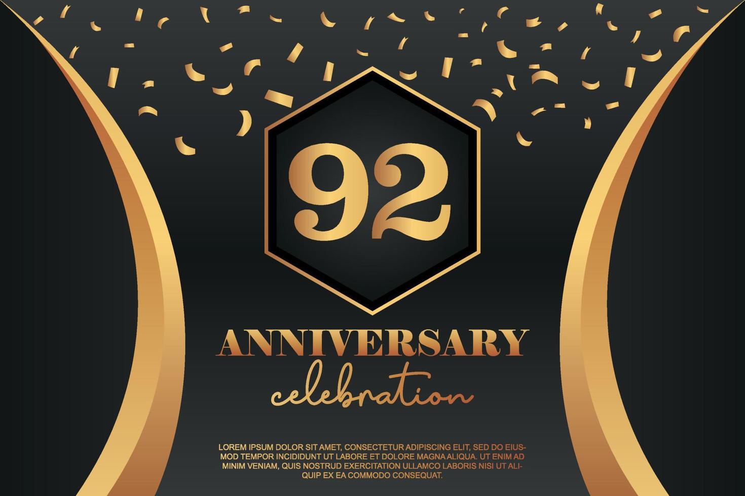 92° anniversario celebrazione logo con d'oro colorato vettore design per saluto astratto illustrazione