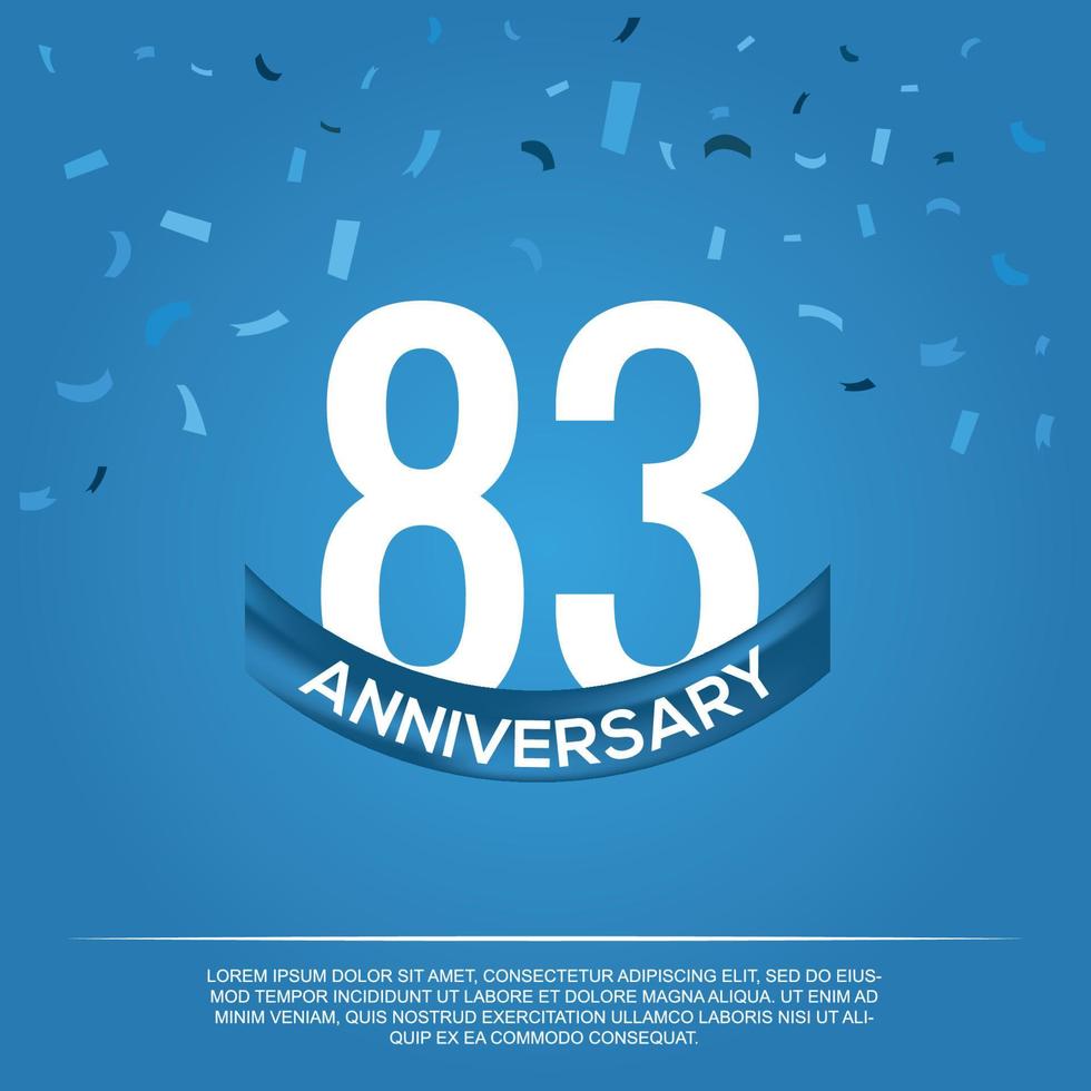 83 anniversario celebrazione vettore design con bianca colore numeri e bianca colore font su blu colore sfondo astratto