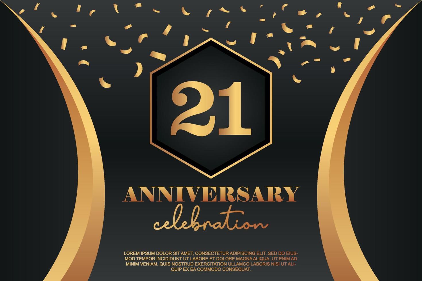 21 anniversario celebrazione logo con d'oro colorato vettore design per saluto astratto illustrazione