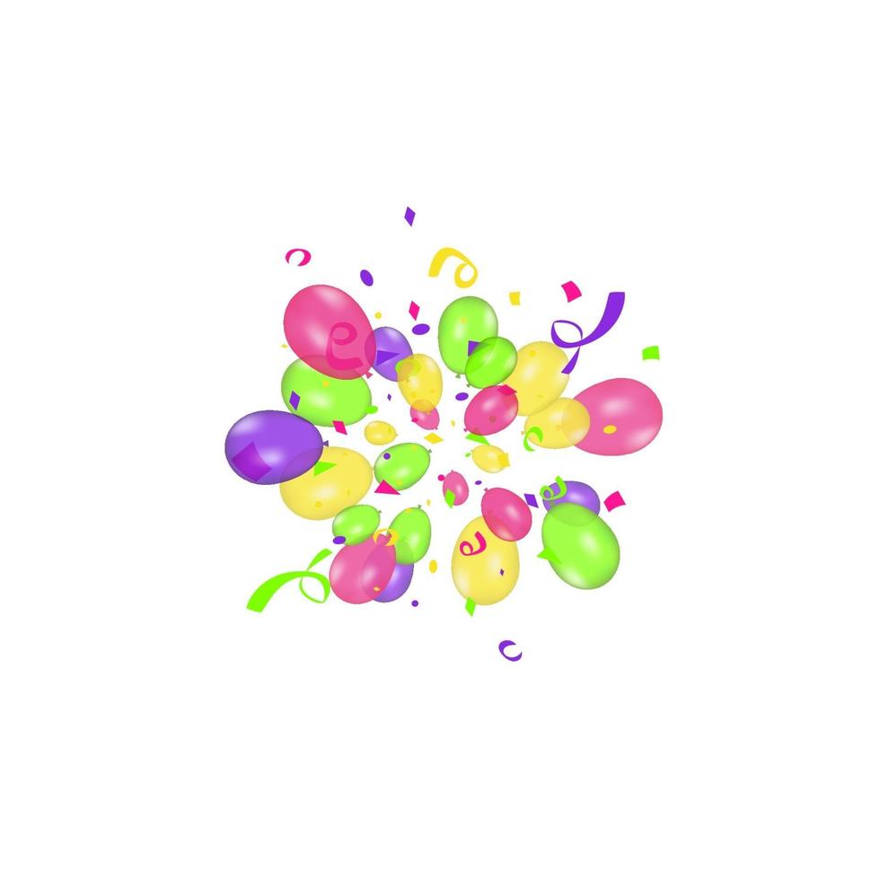 composizione in colori di palloncini realistici vettoriali isolati su sfondo bianco. palloncini isolati. per biglietti di auguri di compleanno o altri disegni