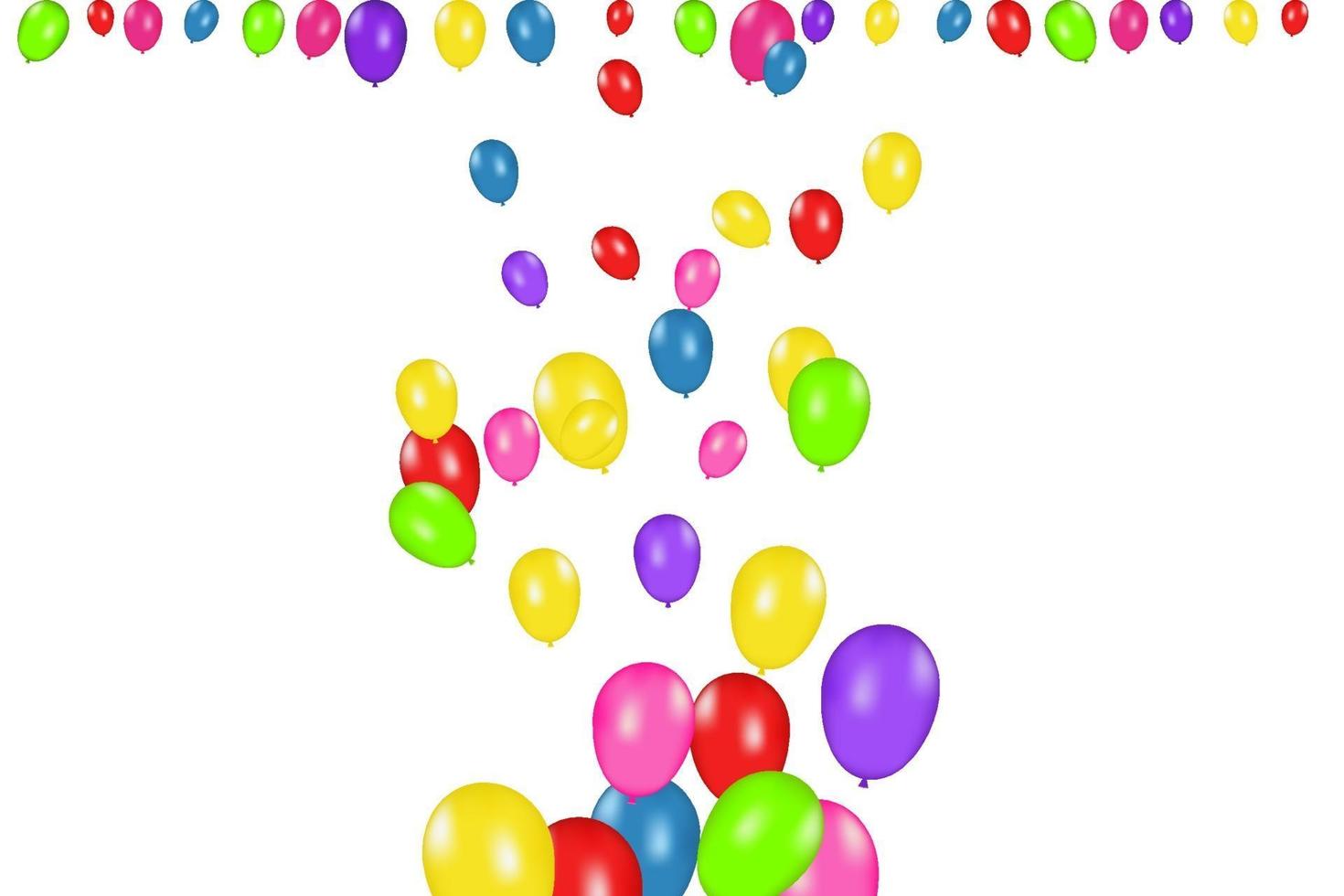 composizione in colori di palloncini realistici vettoriali isolati su sfondo bianco. palloncini isolati. per biglietti di auguri di compleanno o altri disegni