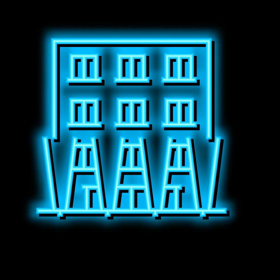 edificio illuminazione neon splendore icona illustrazione vettore