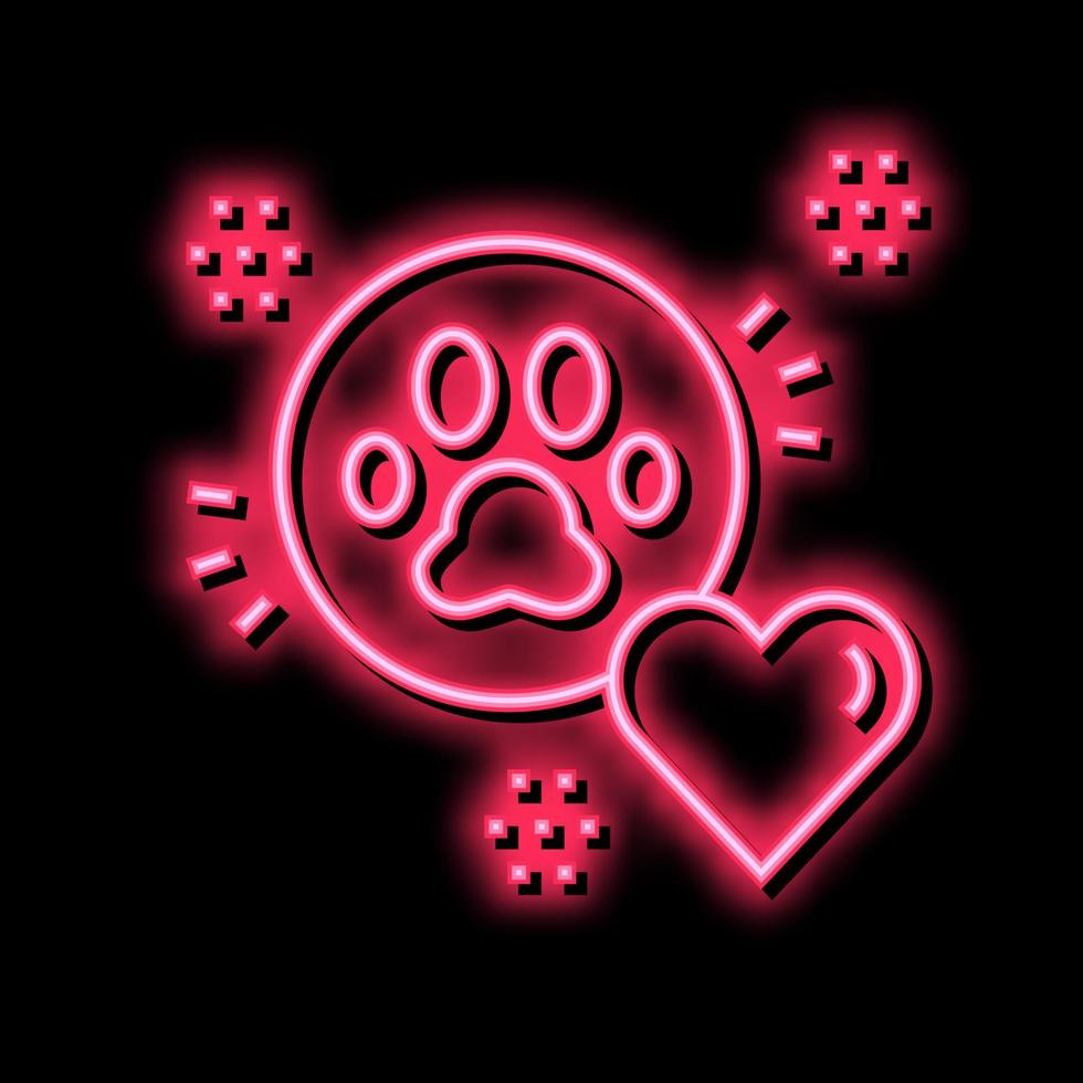 animale domestico zampa amore cuore neon splendore icona illustrazione vettore