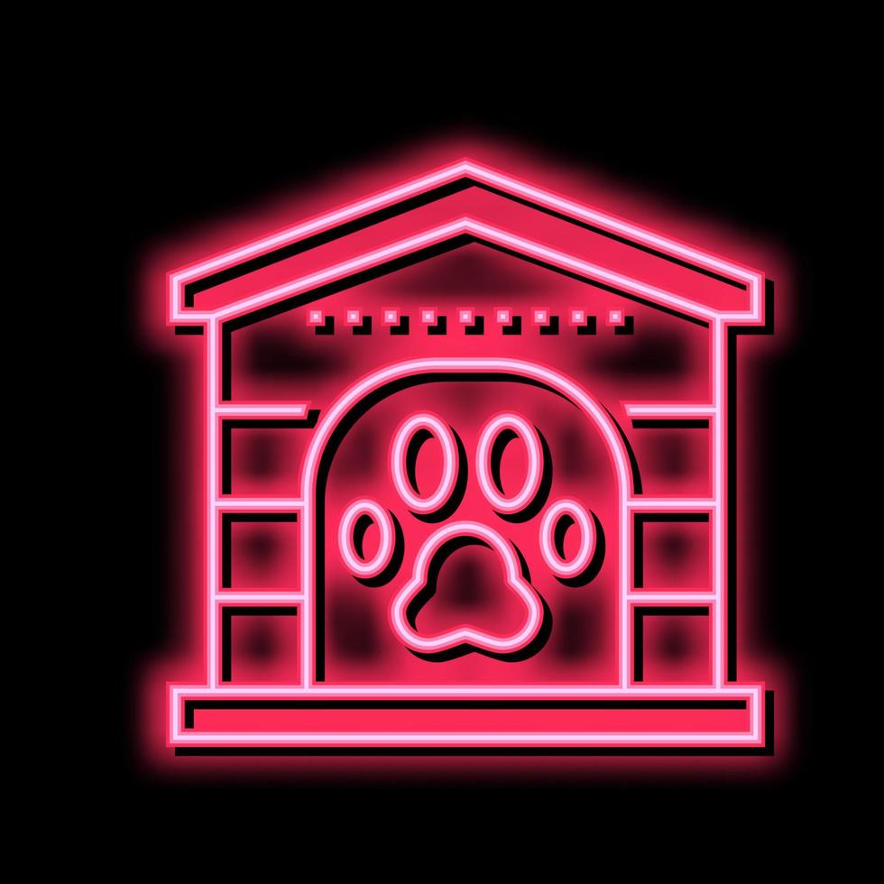 animale domestico zampa cabina neon splendore icona illustrazione vettore