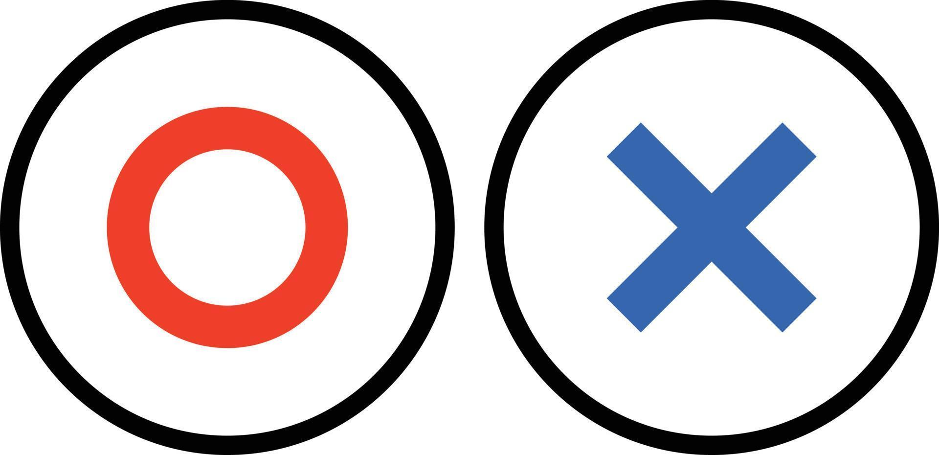 cerchio e attraversare marchio icone. semplice vettore illustrazione per rappresentare giusto o sbagliato Rispondere, successo o fallimento.