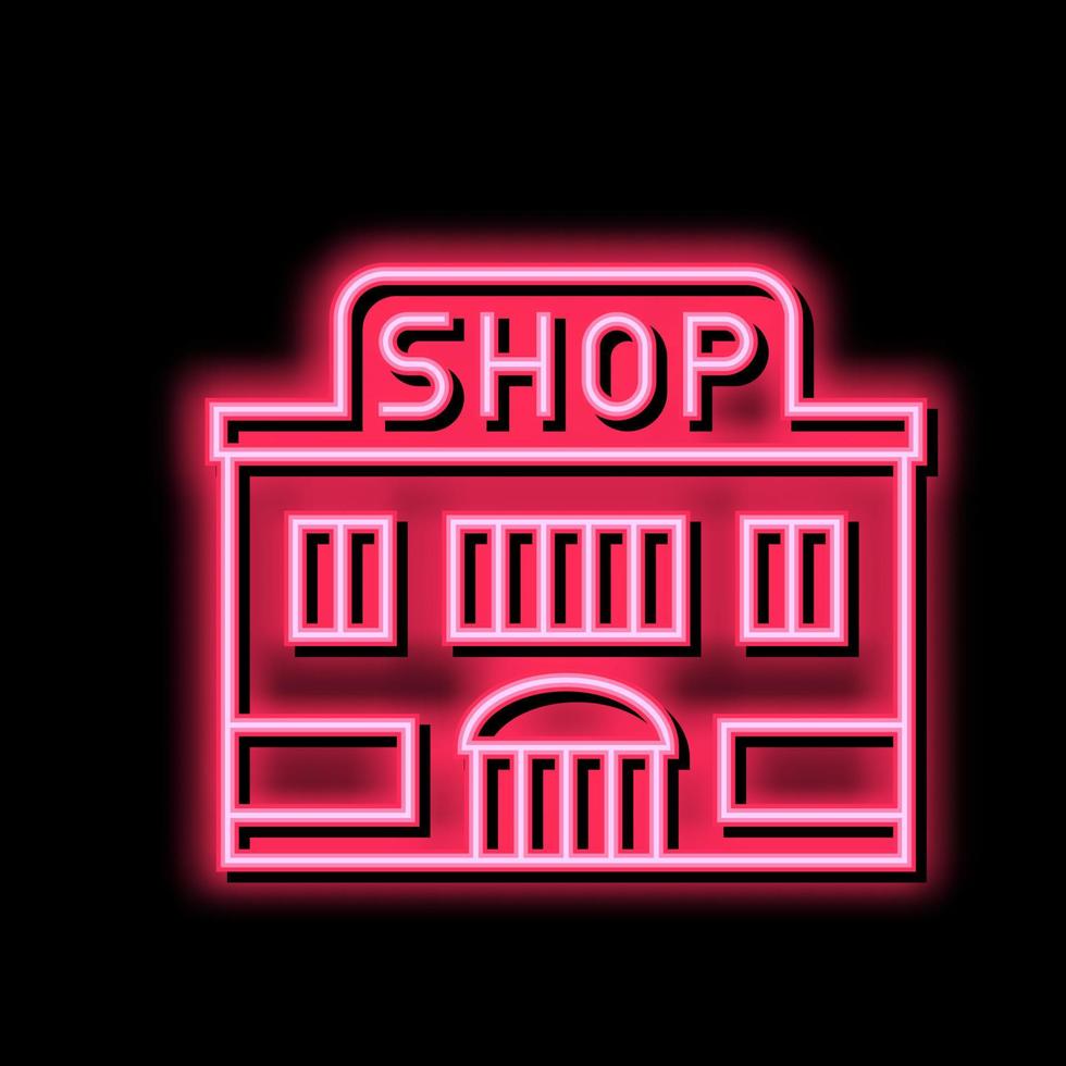 negozio memorizzare edificio neon splendore icona illustrazione vettore