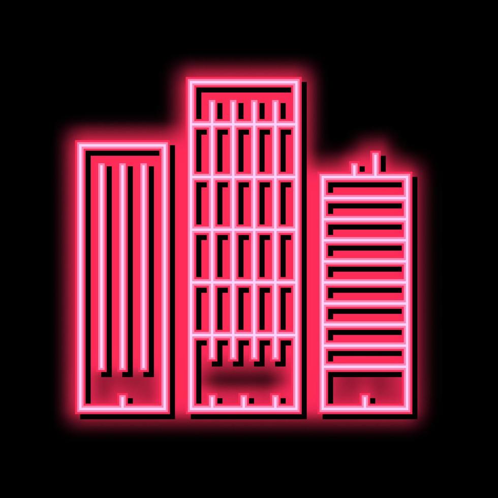 grattacielo edifici neon splendore icona illustrazione vettore