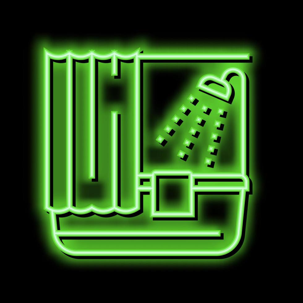 doccia motel neon splendore icona illustrazione vettore