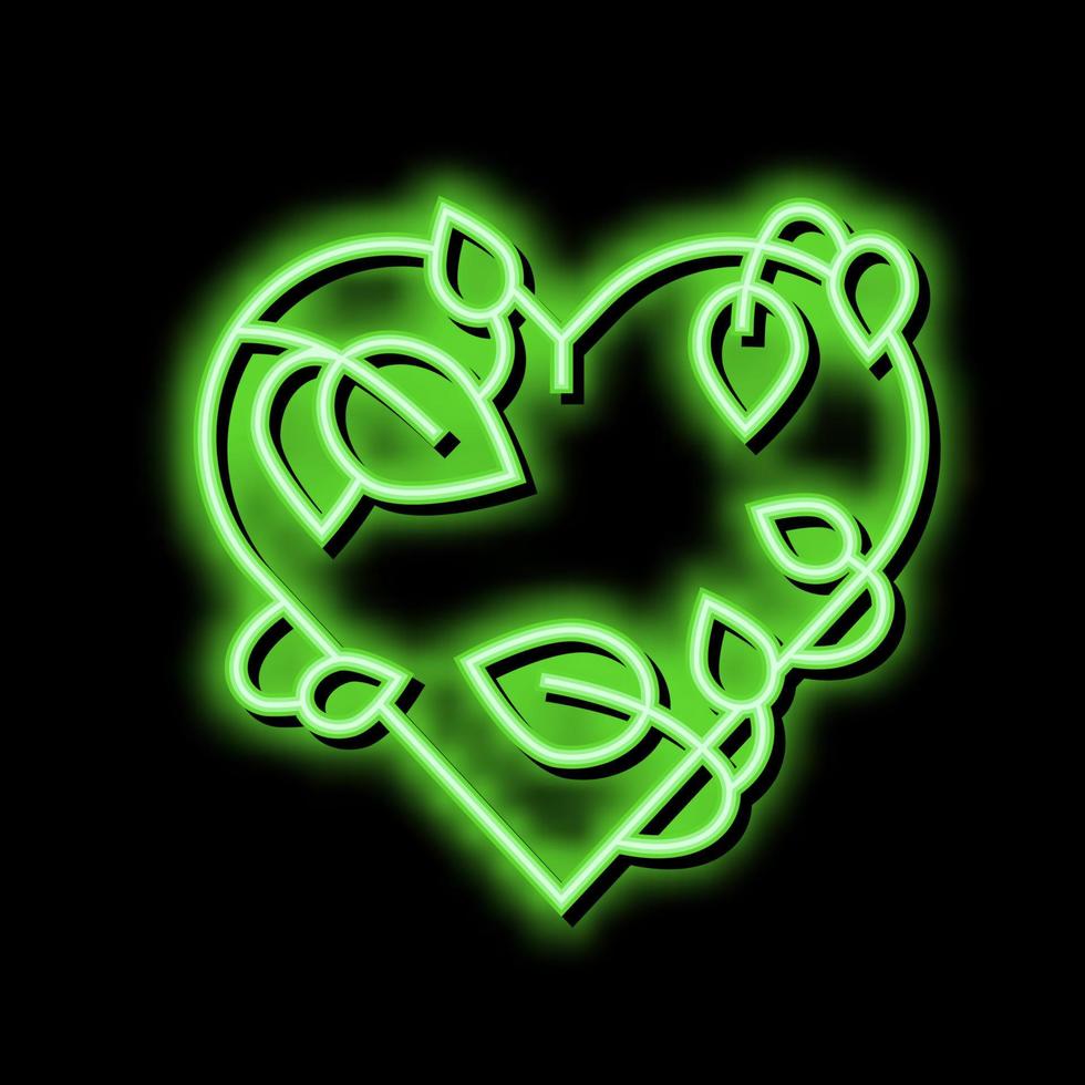 cuore fitoterapia neon splendore icona illustrazione vettore
