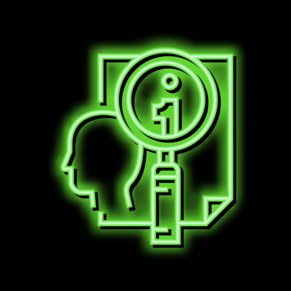 personale informazione ricerca investigatore neon splendore icona illustrazione vettore
