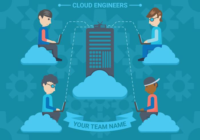 Illustrazione di vettore di ingegneri della nuvola