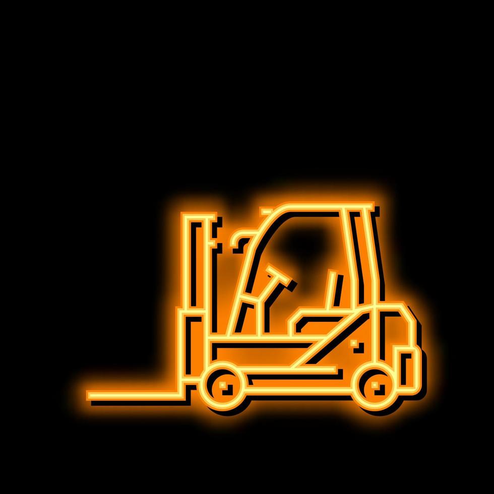 carrello elevatore a forca costruzione auto veicolo neon splendore icona illustrazione vettore