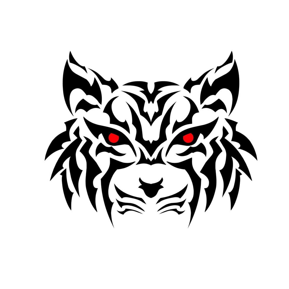 vettore illustrazione grafico di tribale viso tigre rosso occhi