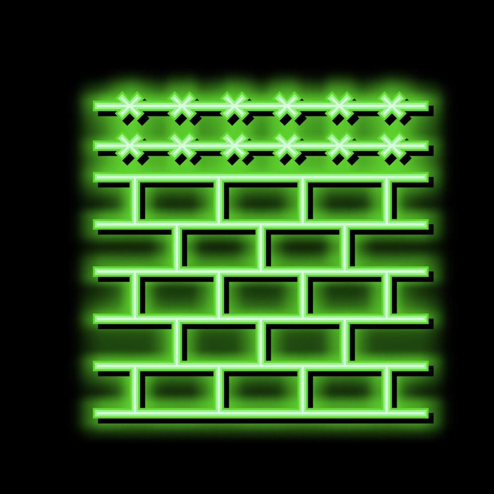 recinto con spinato filo neon splendore icona illustrazione vettore