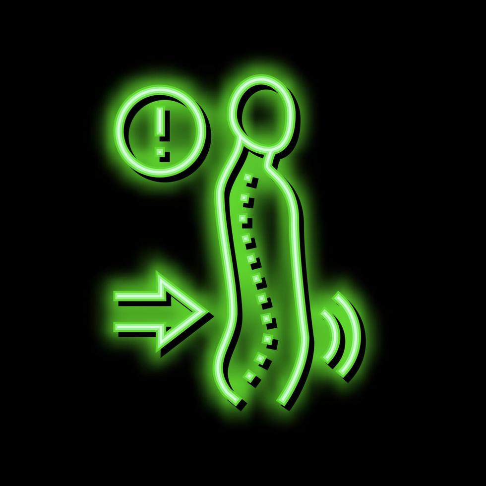 lordosi malattia neon splendore icona illustrazione vettore