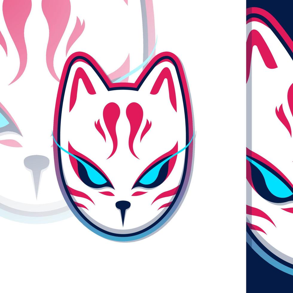 kitsune maschera illustrazione per moderno esport logo vettore