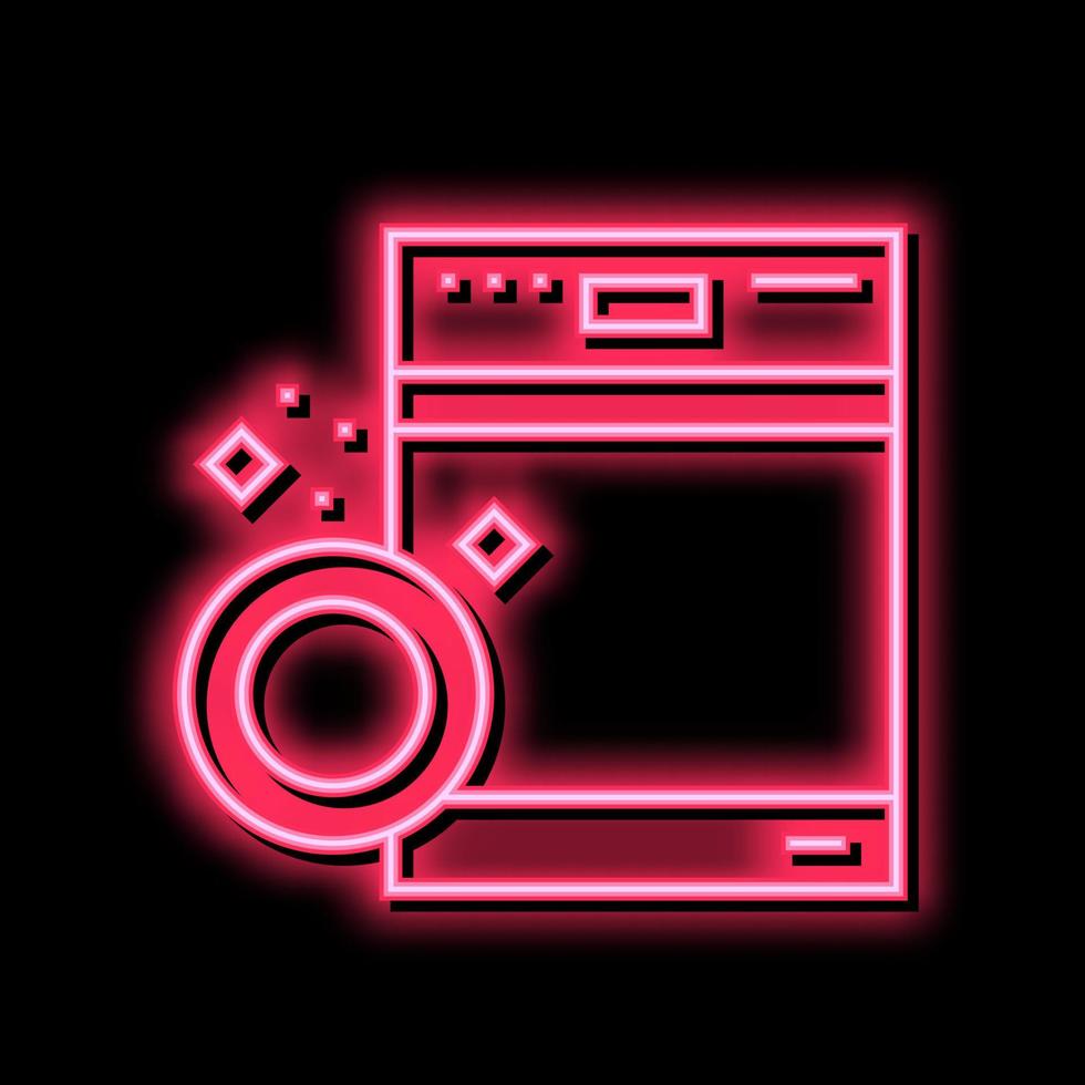 lavastoviglie macchina neon splendore icona illustrazione vettore