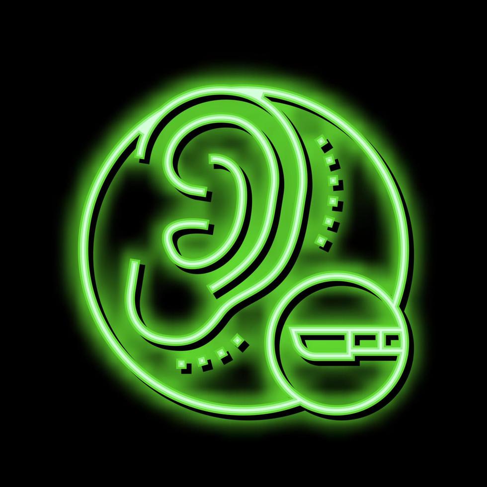 orecchio chirurgia neon splendore icona illustrazione vettore