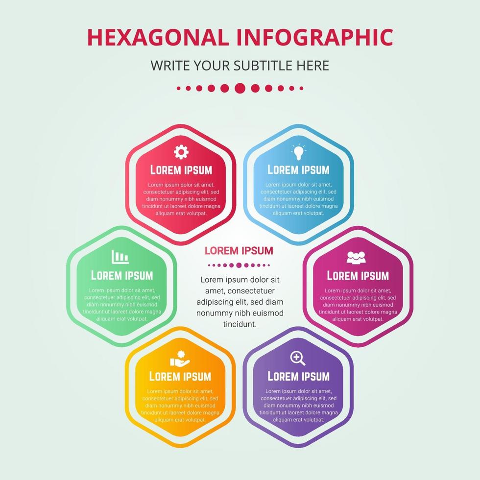 modello di infografica esagonale gradiente vettore