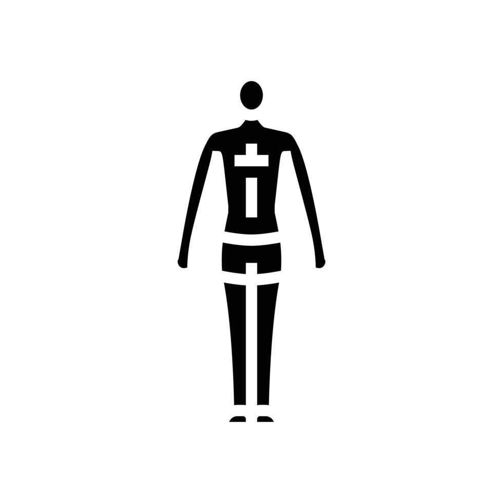 ectomorfo maschio corpo genere glifo icona vettore illustrazione