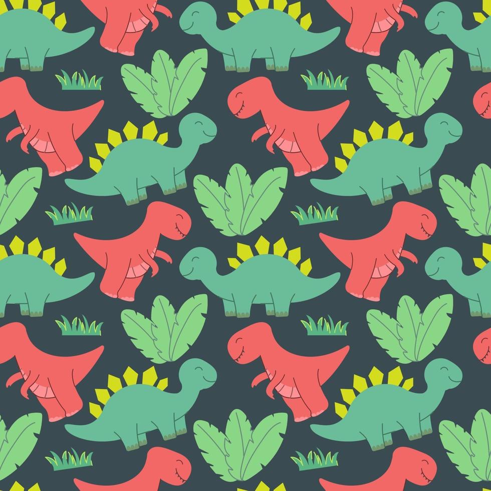 simpatici dinosauri design pattern. illustrazione vettoriale seamless pattern con dinosauri