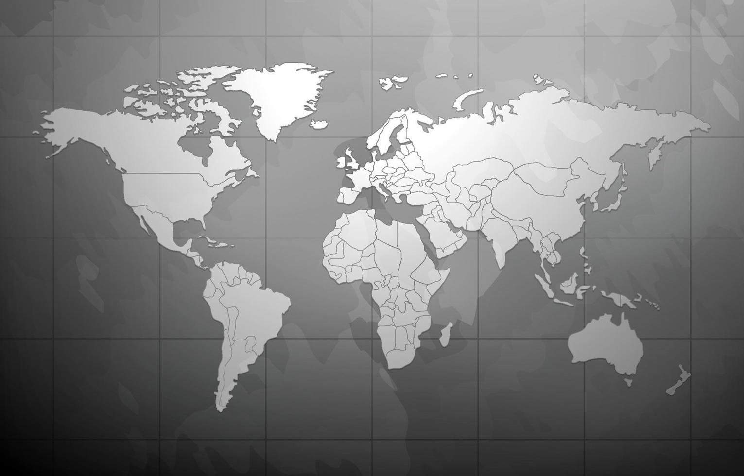 nero e bianca mondo carta geografica sfondo vettore