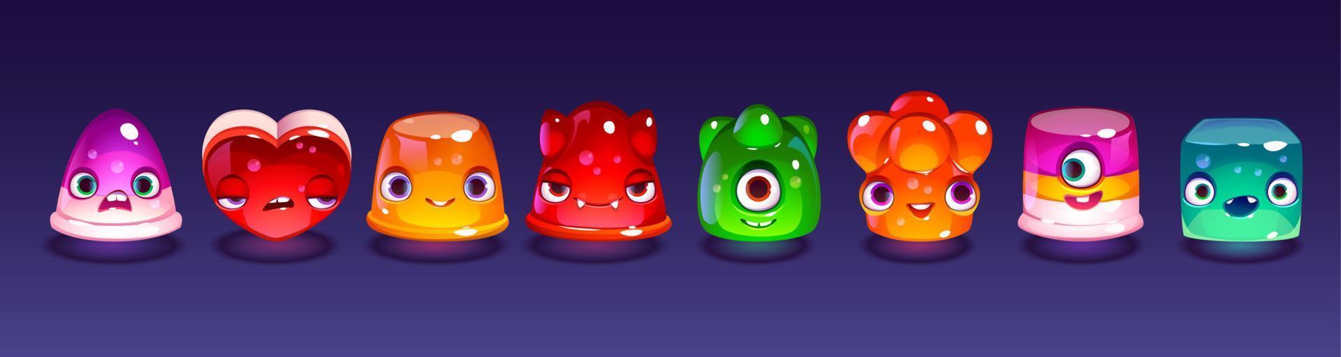 carino gelatina personaggi per ui gioco design vettore