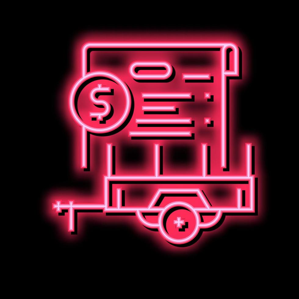 affitto trailer accordo neon splendore icona illustrazione vettore