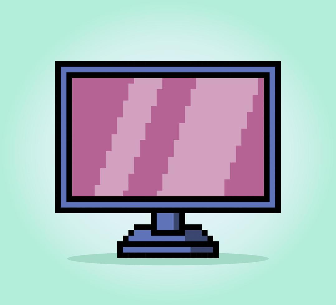 8 po pixel moderno televisione nel vettore illustrazione per gioco risorse. piatto tv pixel arte.