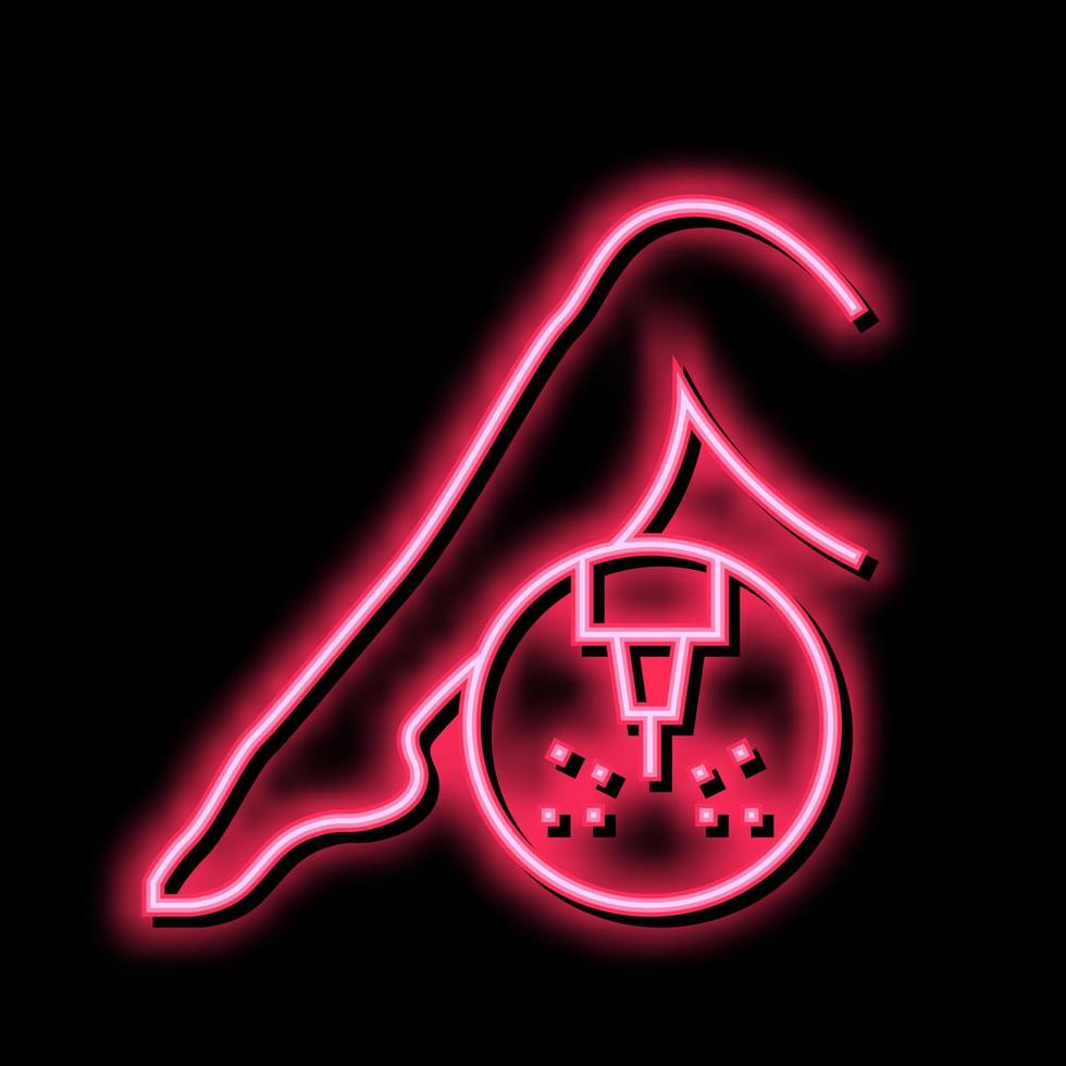 gamba capelli laser rimozione neon splendore icona illustrazione vettore