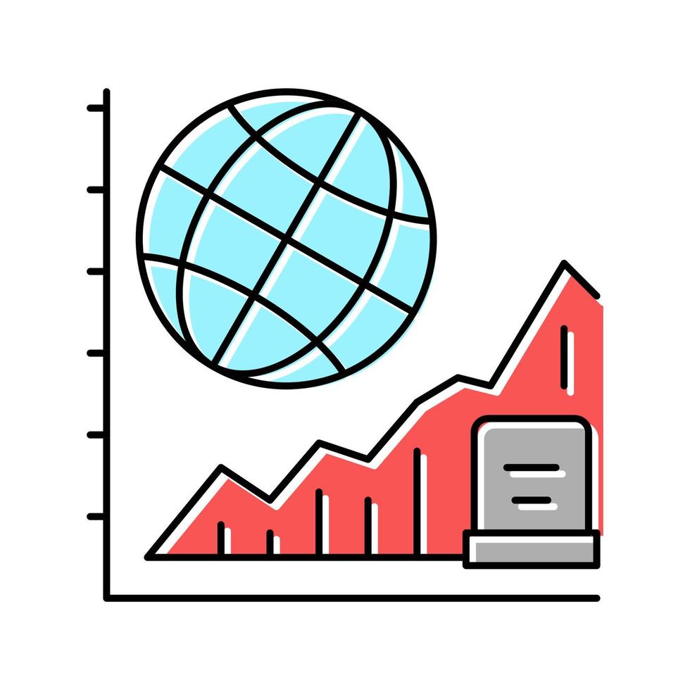 fame, aumento della mortalità problema della povertà icona colore illustrazione vettoriale