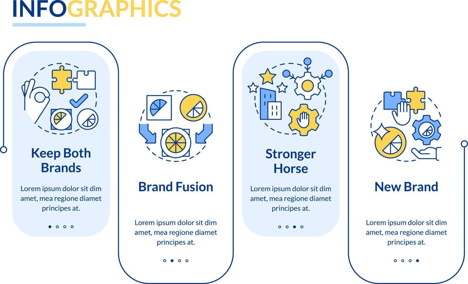 marca consolidamento rettangolo strategie Infografica modello. fusione. dati visualizzazione con 4 passi. modificabile sequenza temporale Informazioni grafico. flusso di lavoro disposizione con linea icone vettore