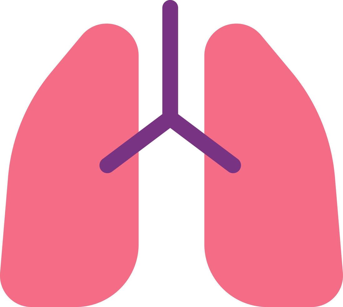 polmoni piatto colore ui icona. medico verifica di respiratorio sistema. polmonite trattamento. semplice pieno elemento per mobile app. colorato solido pittogramma. vettore isolato rgb illustrazione