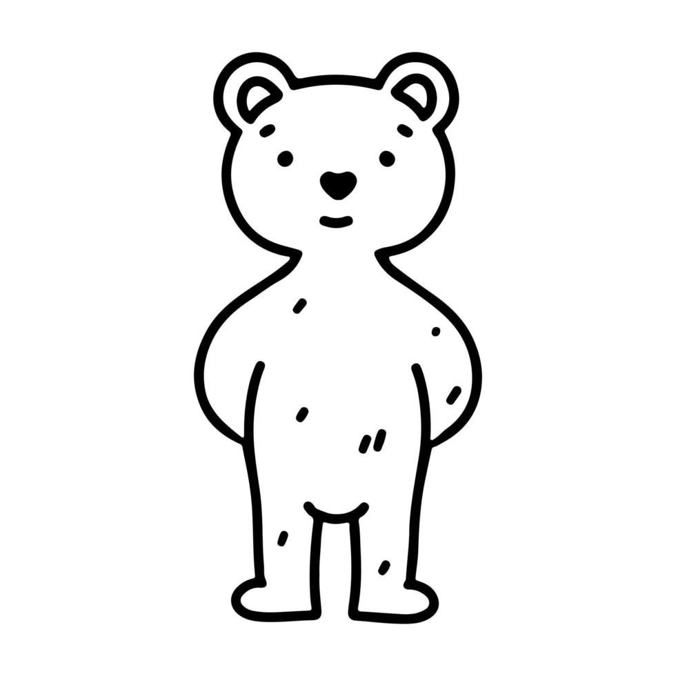 orsacchiotto orso giocattolo nel mano disegnato scarabocchio stile. carino bambino elemento per giocando attività. vettore illustrazione.