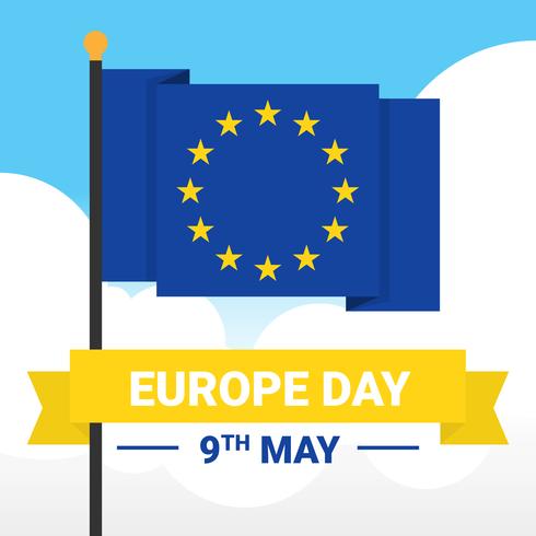 Felice giorno dell'Europa bandiera vettoriale modello