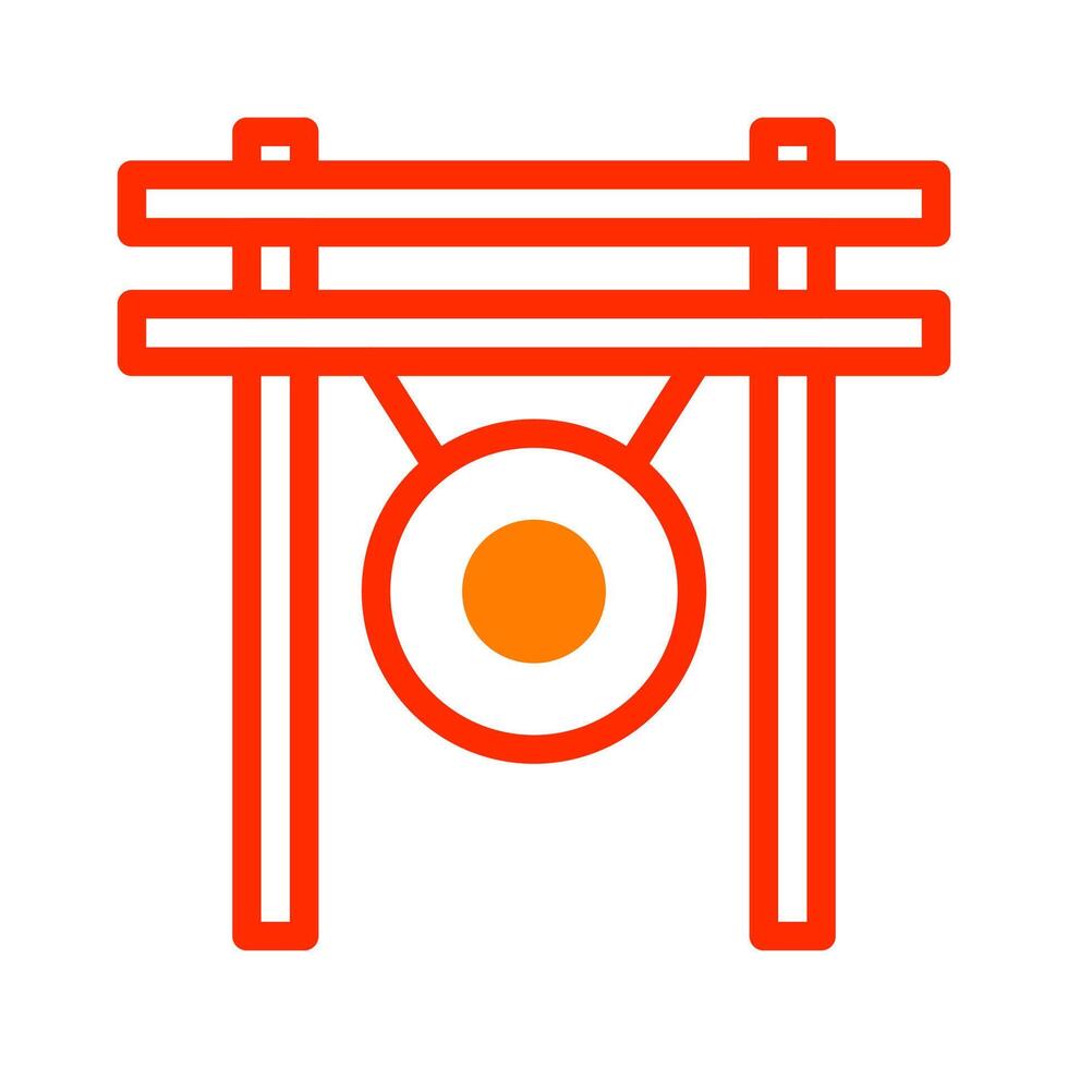 gong icona duotone rosso stile Cinese nuovo anno illustrazione vettore Perfetto