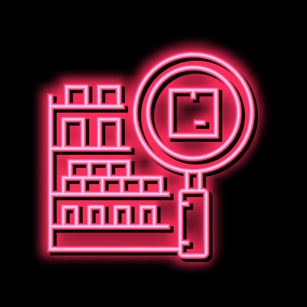 inventario gestione neon splendore icona illustrazione vettore