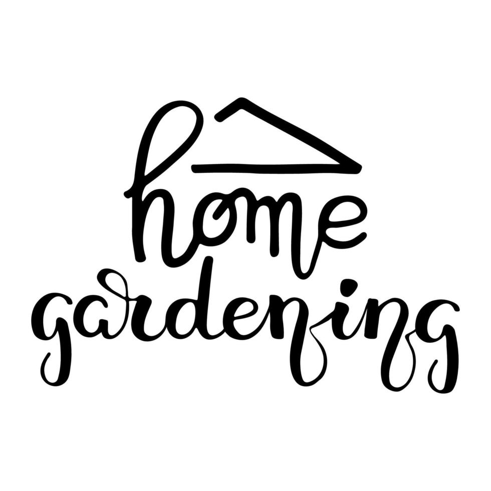 casa giardino mano disegnato scritta. vettore scarabocchio illustrazione. calligrafia microgreen testo oggetti