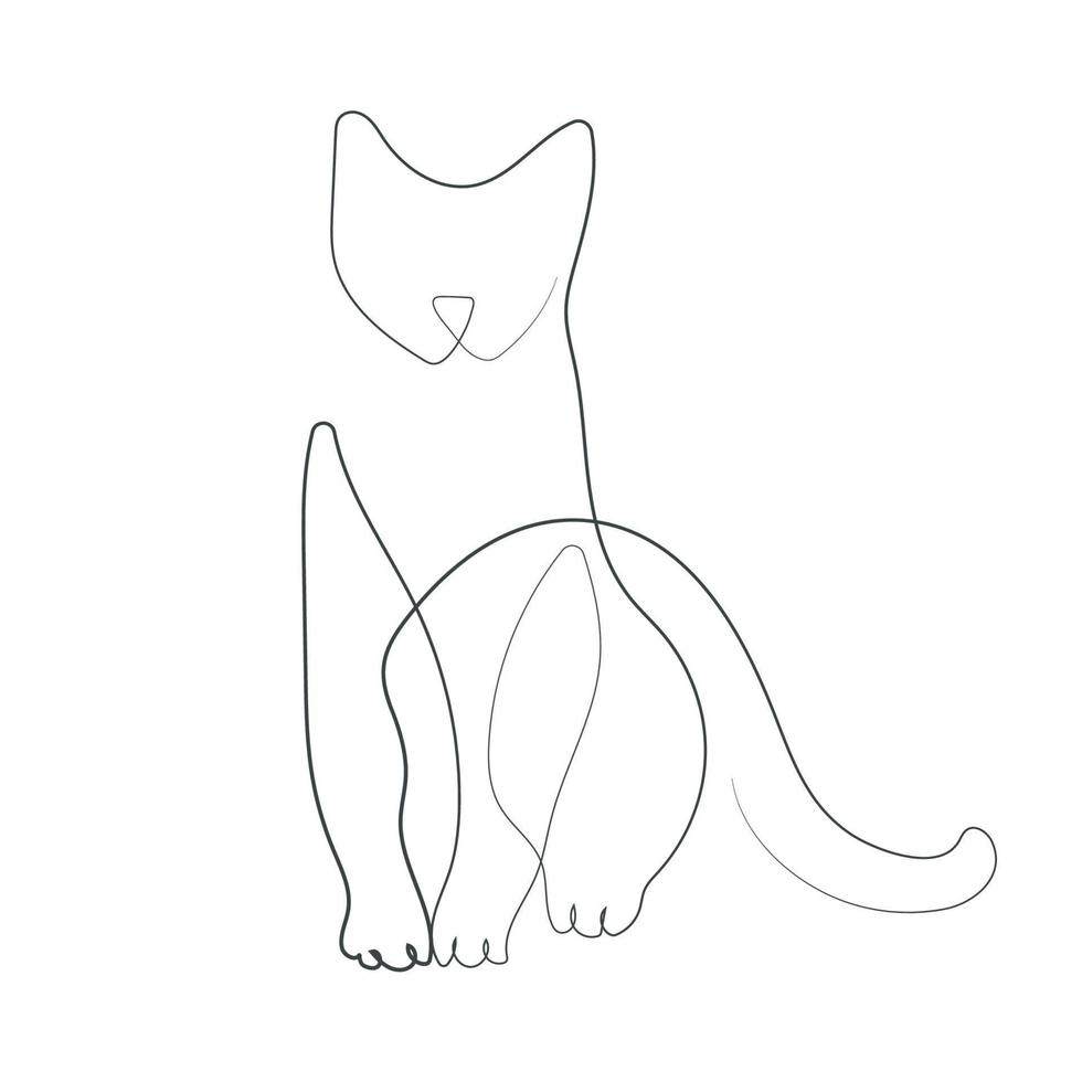 astratto gatto figura attento posa continua linea opera d'arte vettore