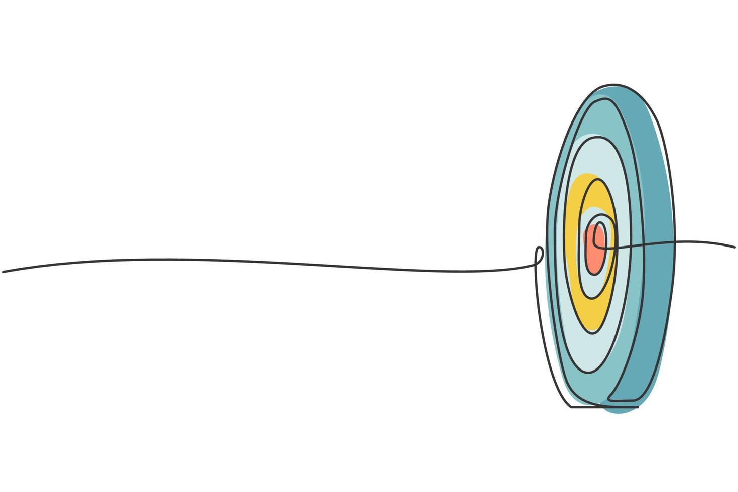 disegno continuo a una linea del bersaglio per freccette cerchio. sport di esercizio di concentrazione e concentrazione. concetto di metafora dell'obiettivo aziendale. illustrazione grafica vettoriale di design minimalista alla moda a linea singola