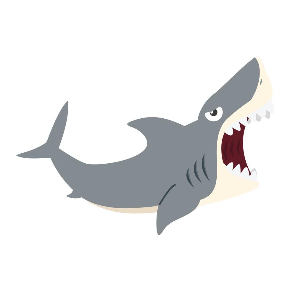 grande bianca squalo Aperto bocca cartone animato vettore