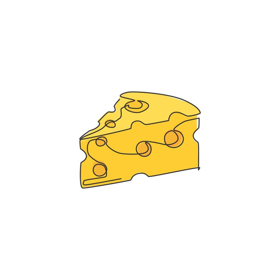 un disegno a linea continua dell'emblema del logo del negozio di formaggio fresco delizioso italiano. concetto di modello di logotipo di negozio di prodotti lattiero-caseari online. illustrazione vettoriale grafica moderna con disegno a linea singola