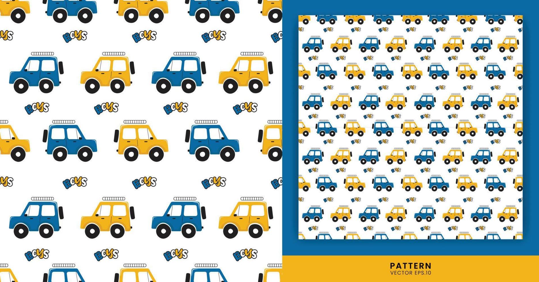senza soluzione di continuità blu e giallo camionetta auto illustrazione modello, camionetta per guida e fuori strada. modello per un' ragazzo tema vettore