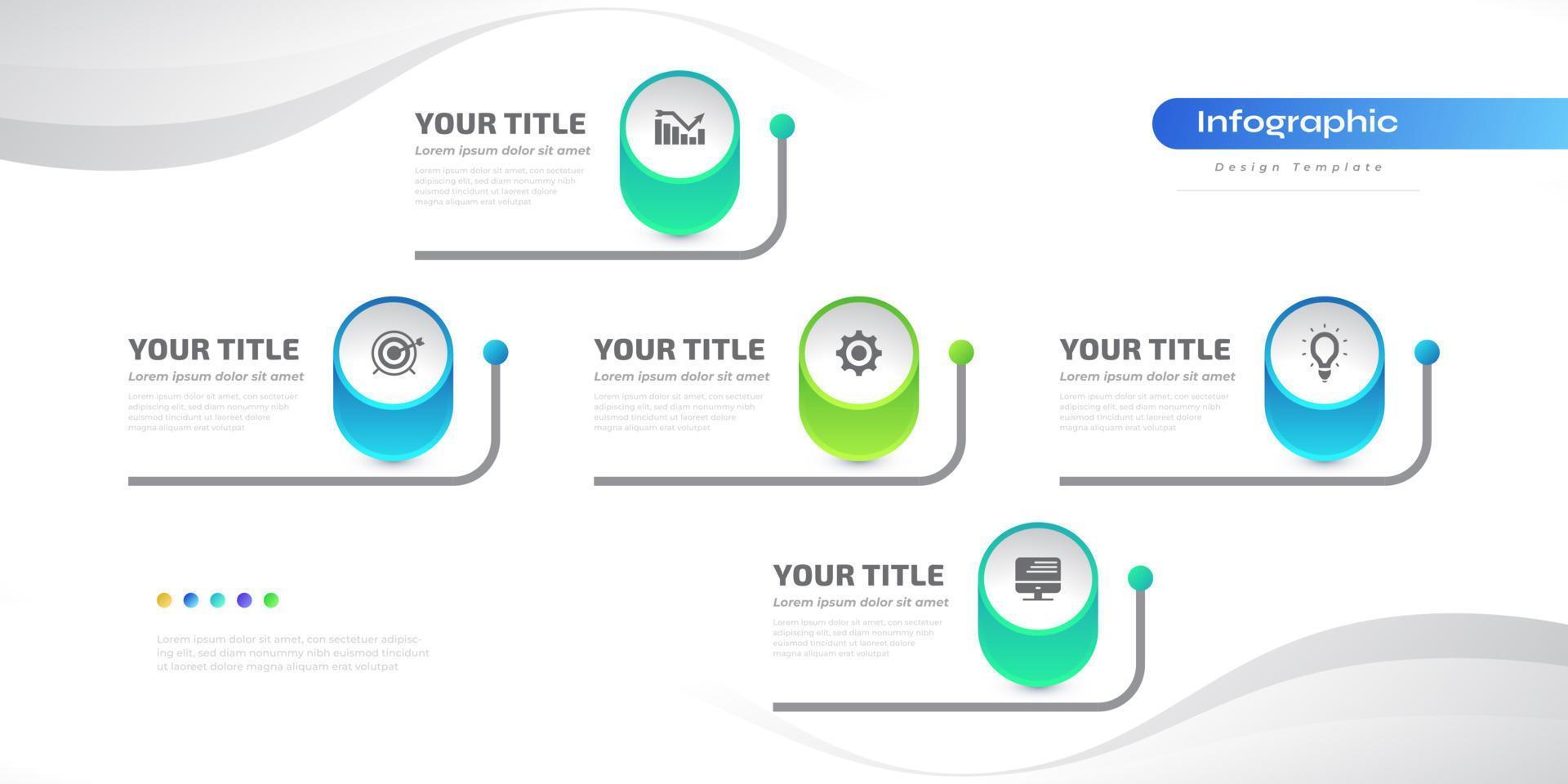 attività commerciale Infografica design modello con 5 opzioni o passi. può essere Usato per presentazione, flusso di lavoro disposizione, diagramma, o annuale rapporto vettore