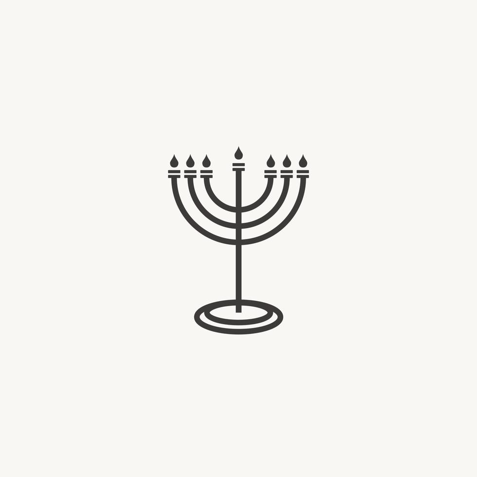 Hanukkah, menorah ebraico candele sprazzo di sole. logo icona vettore su bianca sfondo