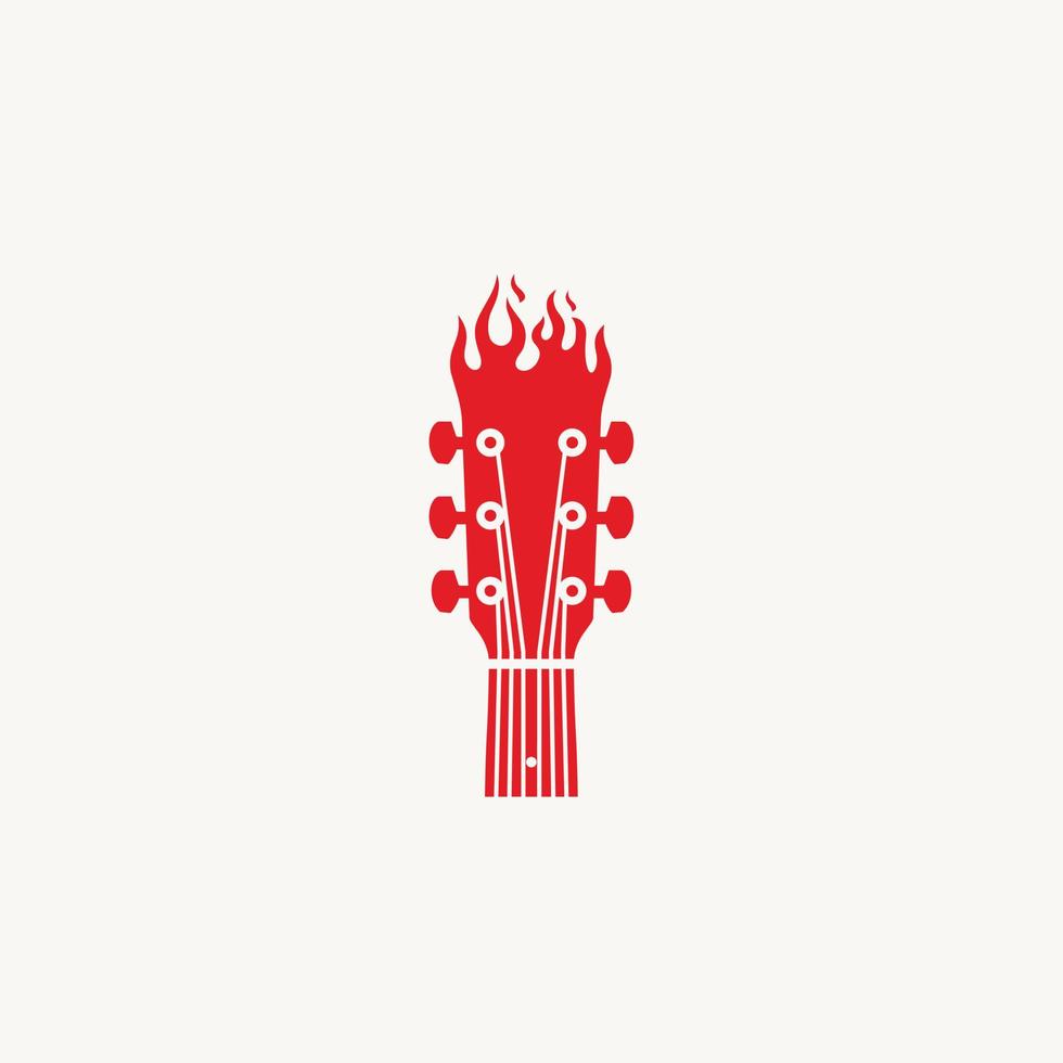 fuoco fiamma chitarra logo design icona vettore ispirazione