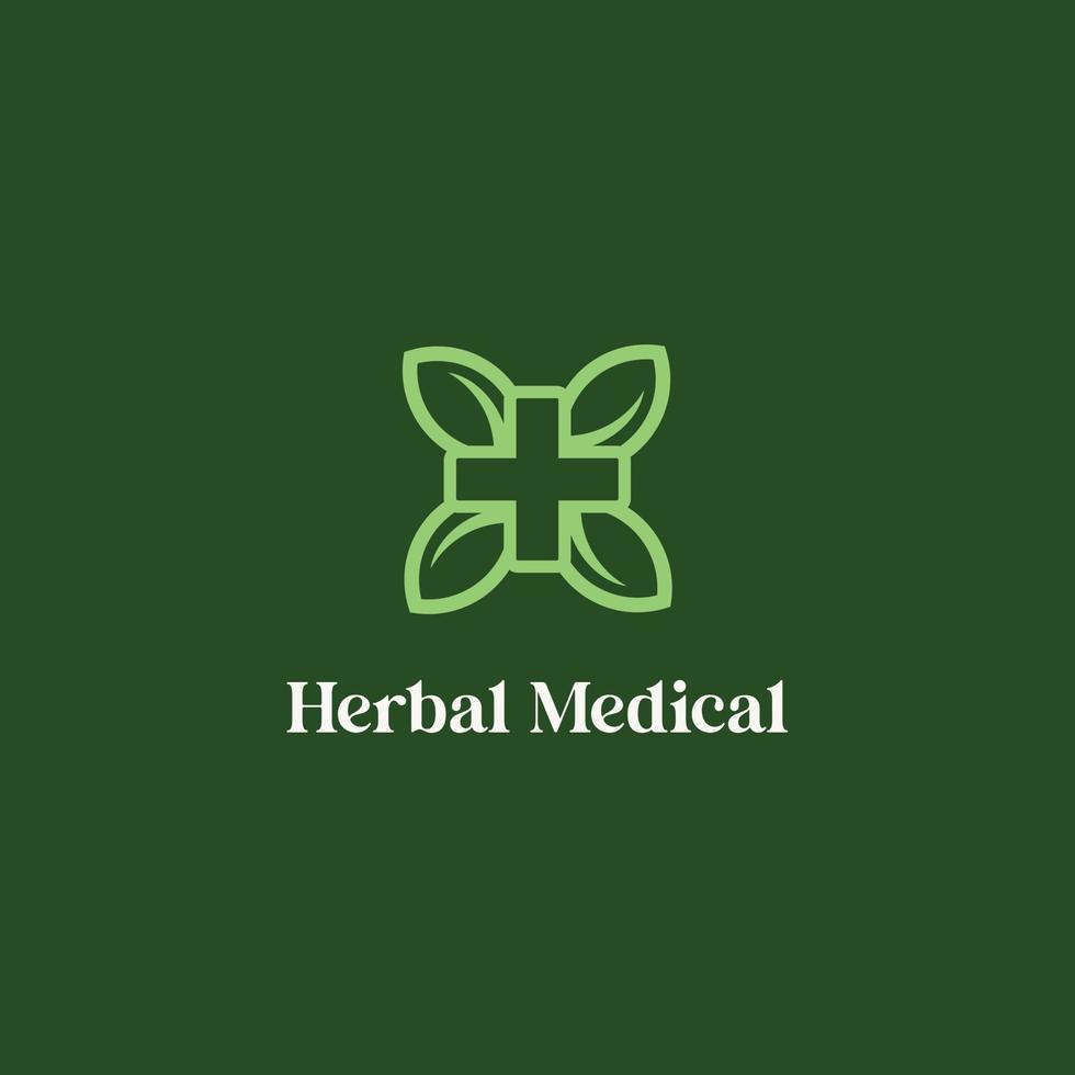 erbaceo medico foglia verde logo design icona vettore