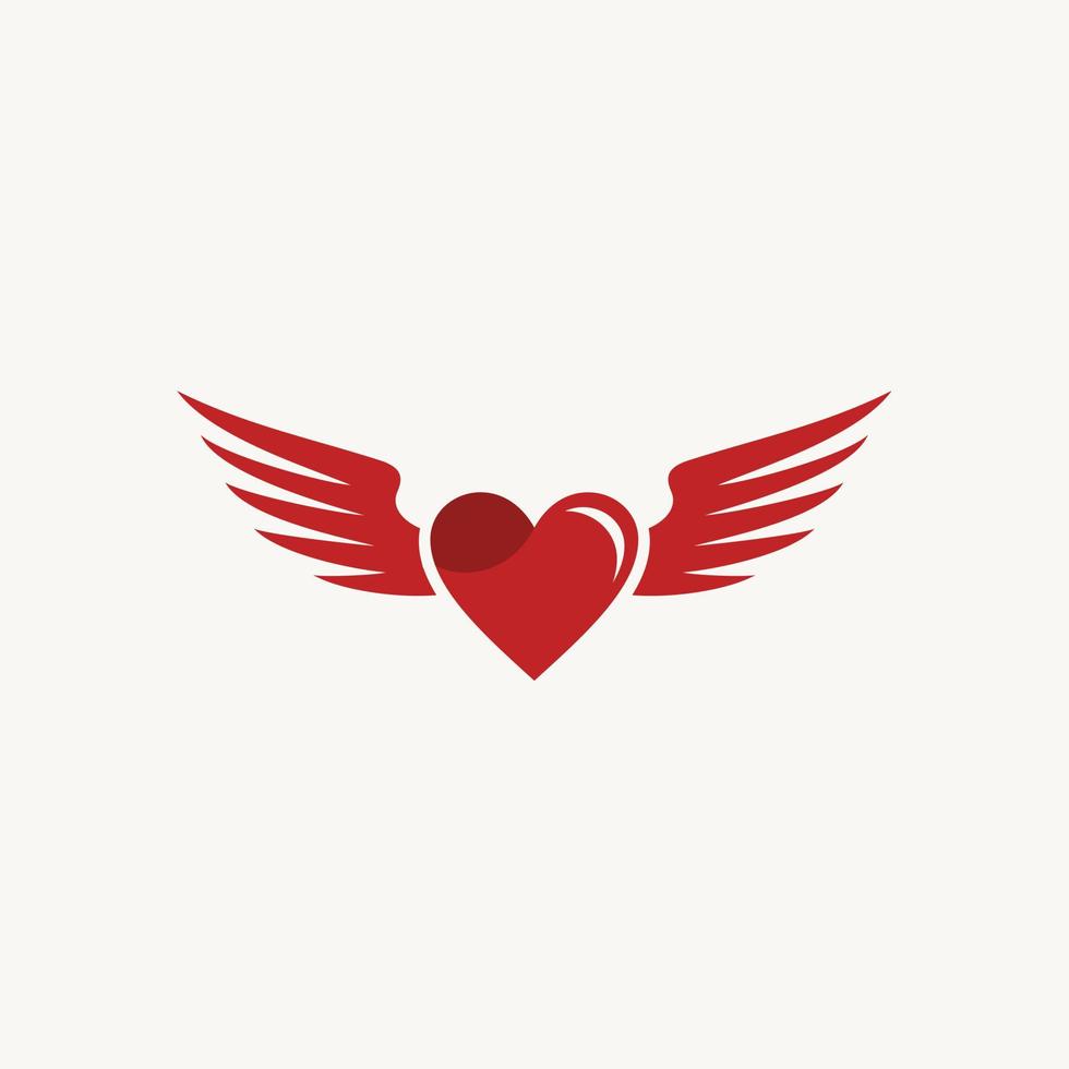 cuore ala angelo logo design icona vettore